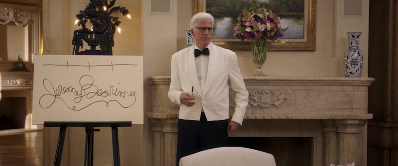 Illustration for article titled The Good Place, annotated: “Jeremy Bearimy”